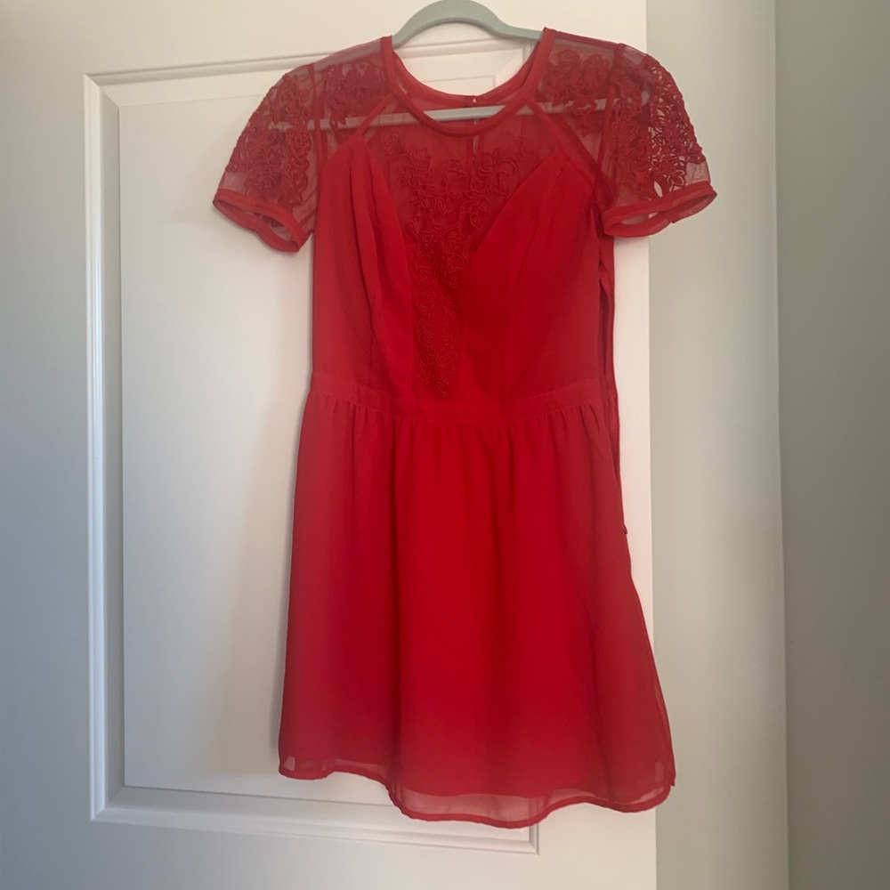 Red Sweetheart Mini Dress w/Lace